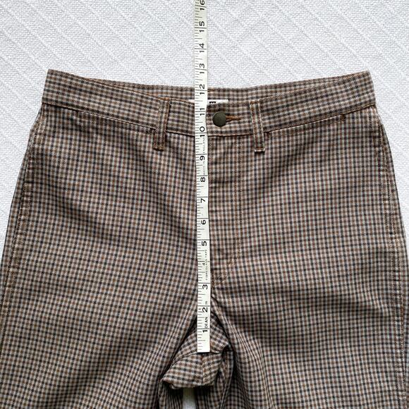 Uniqlo U Checked Straight Pant High-Waist Cropped Brown Blue Plaid Womens 6 - Picture 11 of 11